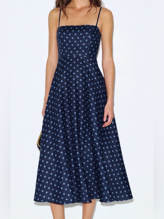 Reformation Dresses & Skirts - Reformation Monette Linen Dress Navy Polka Dot